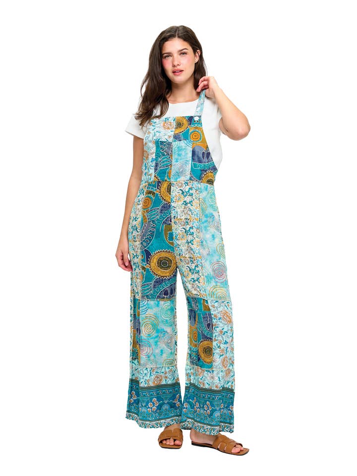 Salopette ample à jambes larges imprimée patchwork pour la vente par Yak & Yeti
