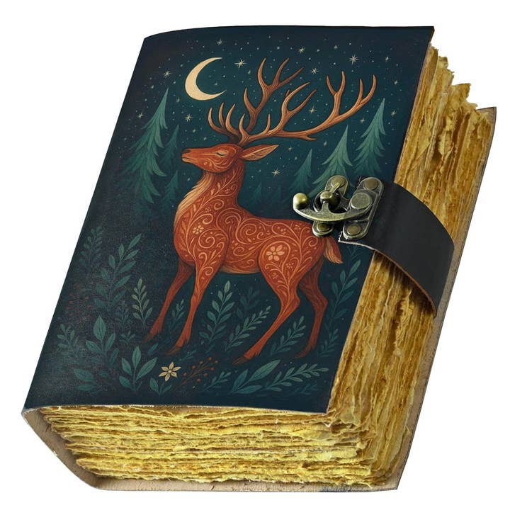 MNM HANDICRAFTS - Wholesale Journal/Diary - Vintage Leather Journal: Deer Print, Deckle Paper Journal2