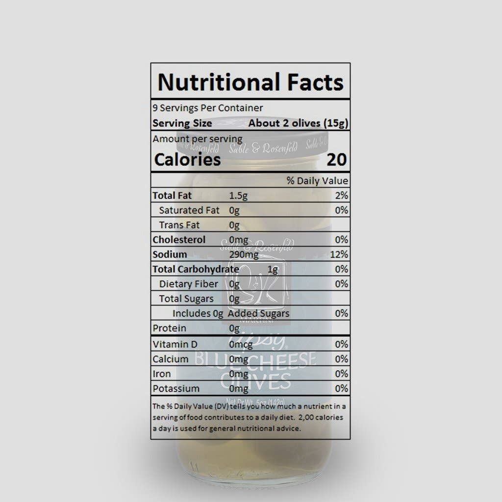 Wholesome Good - Wholesale Olives - Sable & Rosenfeld Blue Cheese Stuffed Tipsy Olives - 5oz1