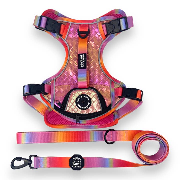 Kani Kouture - Wholesale Pet harness – Dog - Fuchsia Meadows - Adventure Leather Harness3
