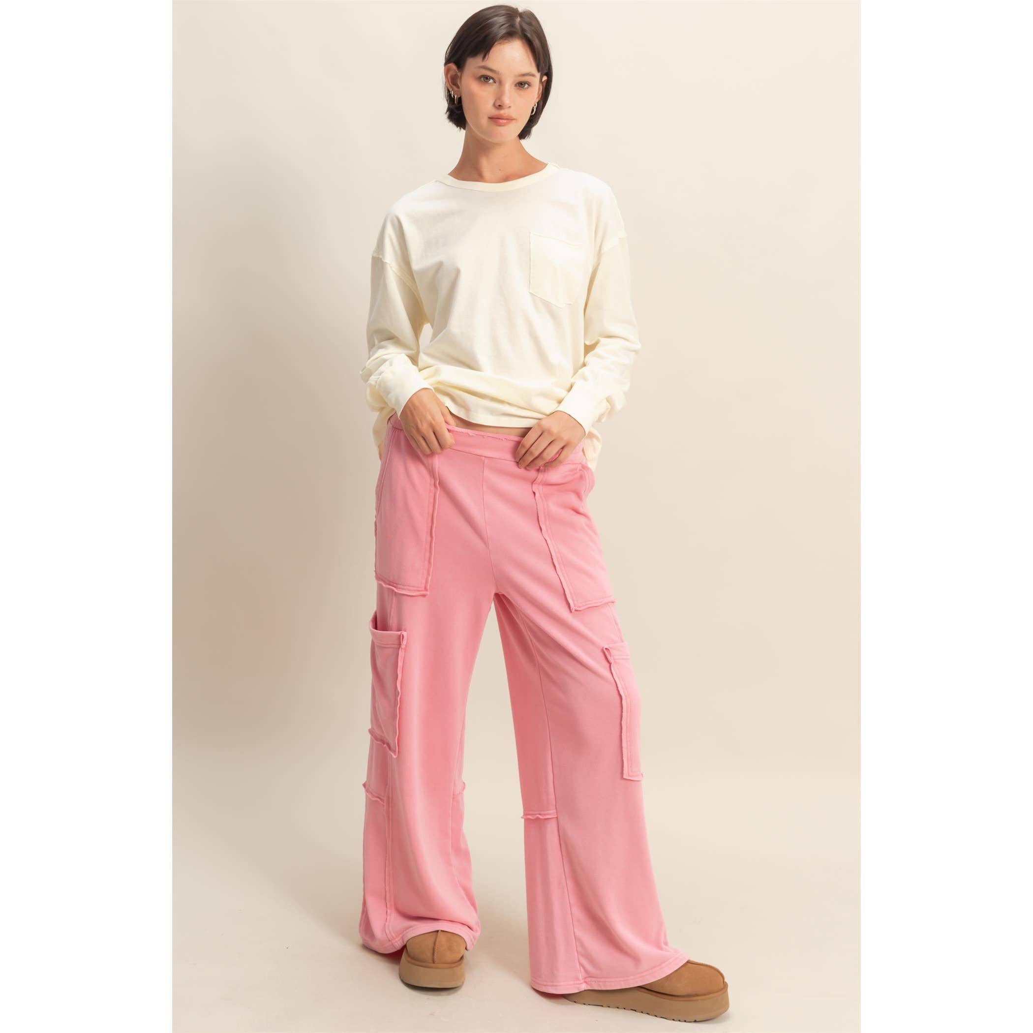 HYFVE - Vente Chemise – femme - T-shirt surdimensionné à manches longues et poches délavées19