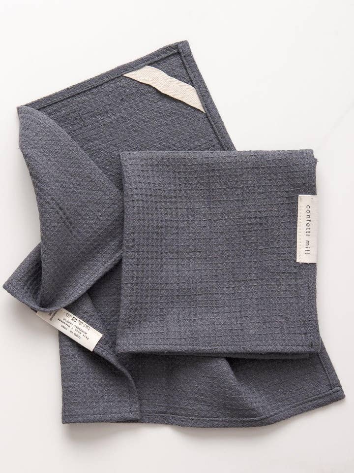 Linen Dishcloths - Grey Waffle for wholesale by confetti mill