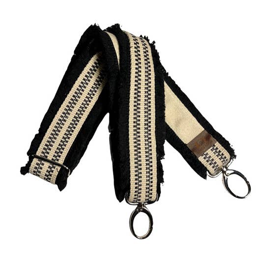 Nastro da borsa con frange bianche e nere Black Bird per la vendita all'ingrosso da parte di Lara Moti