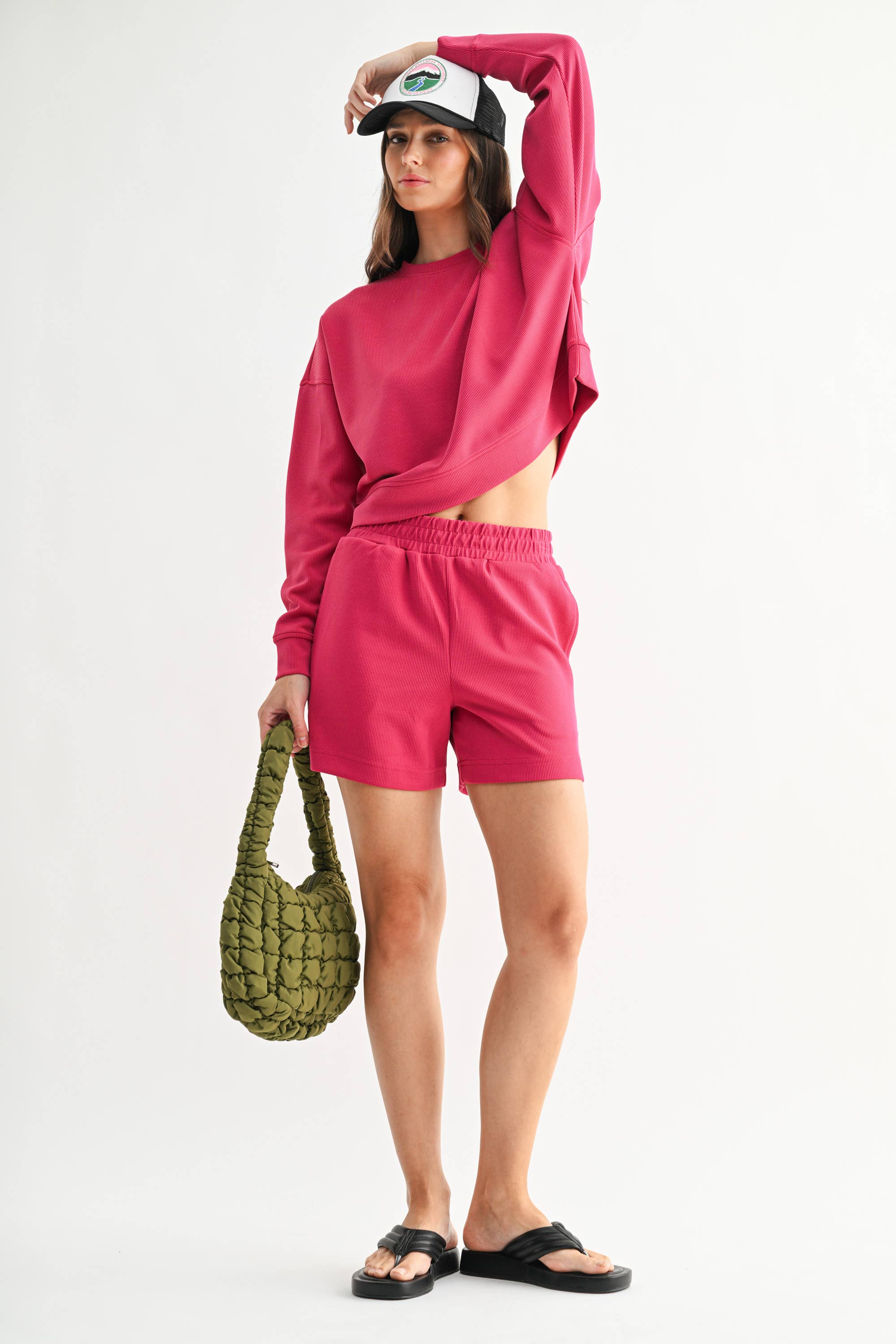 Mono B - Wholesale Lounge Shorts - Women's - Luxe Sand Wash Rib Lounge Shorts7