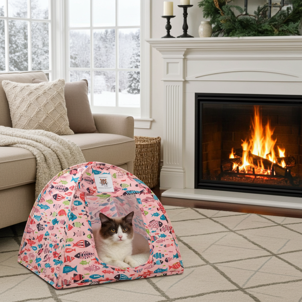 Triple T Studios - Wholesale Pet Bed - Cat - Cat Tent | Cotton Canvas Popup Pet Bed4