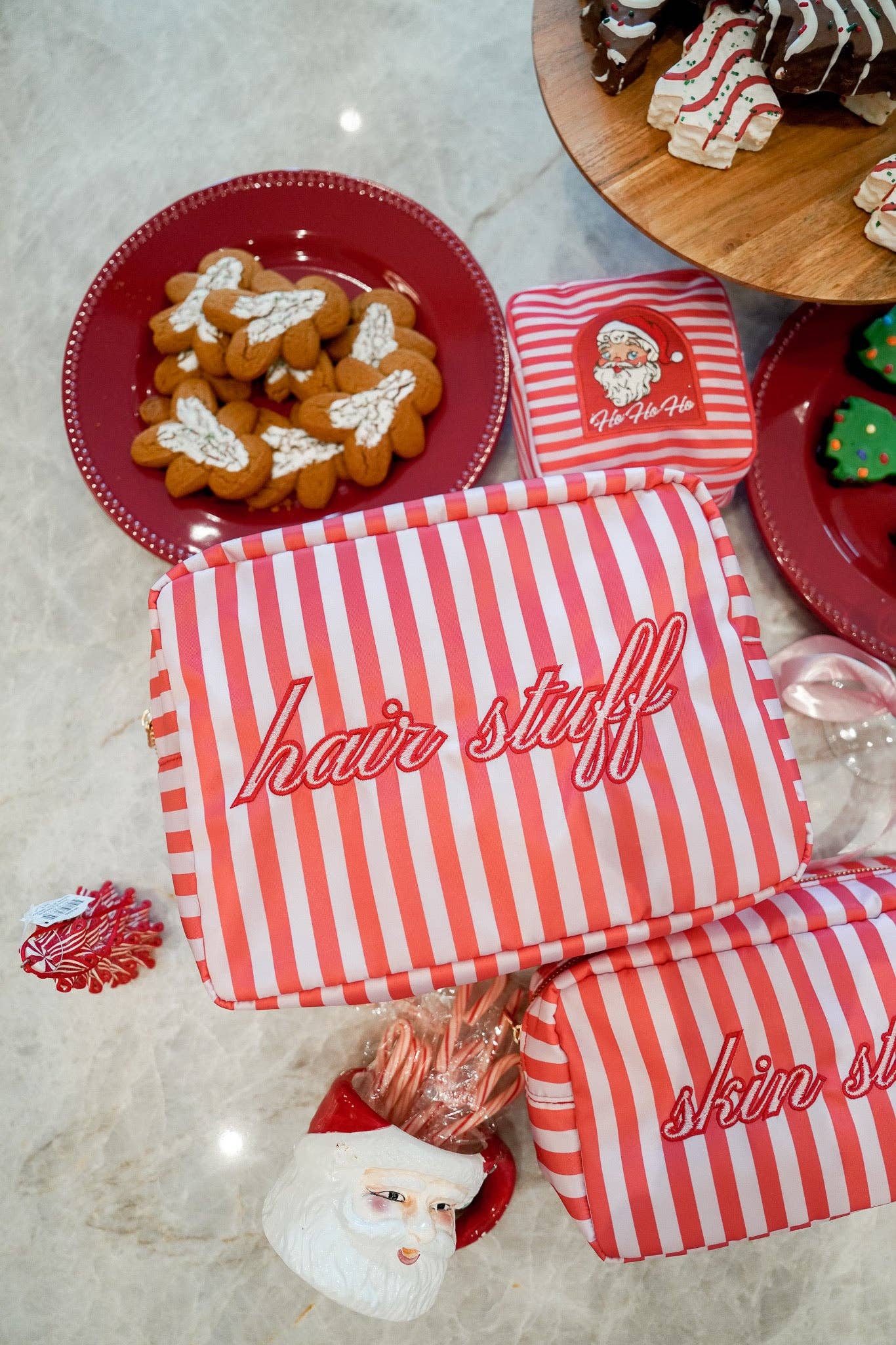 KENZKUSTOMZ - Wholesale Makeup/Cosmetic Bag - Hair Stuff - Pink & Red Stripes XL Bag2