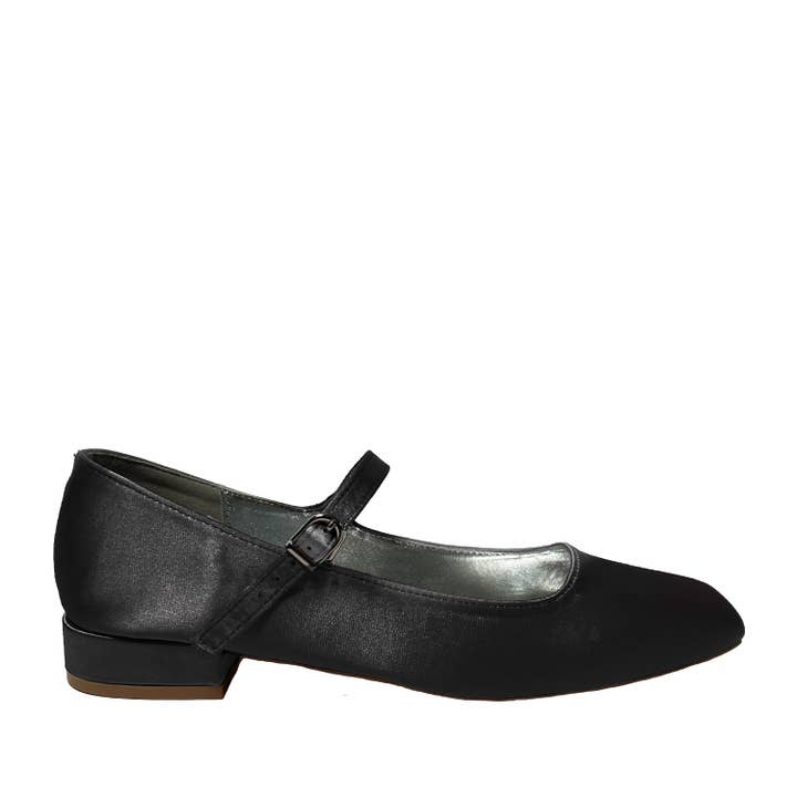 Pirouette da donna Kennie Rylie in raso nero per la vendita all'ingrosso da parte di FloofSlippers