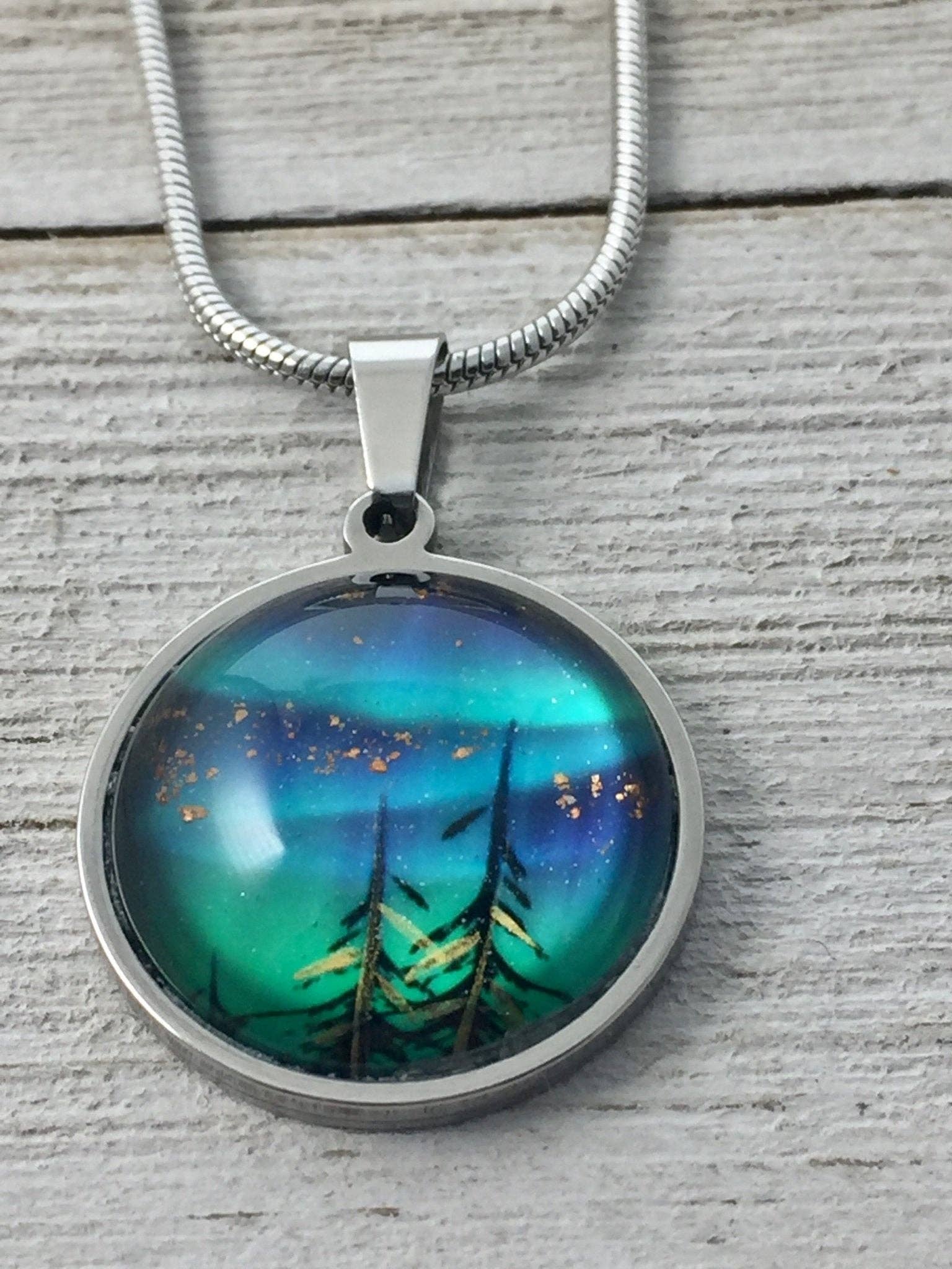 Be Inspired UP - Wholesale Pendant/Charm Necklace - Northern Lights "Tree Tops" Pendant, petite2