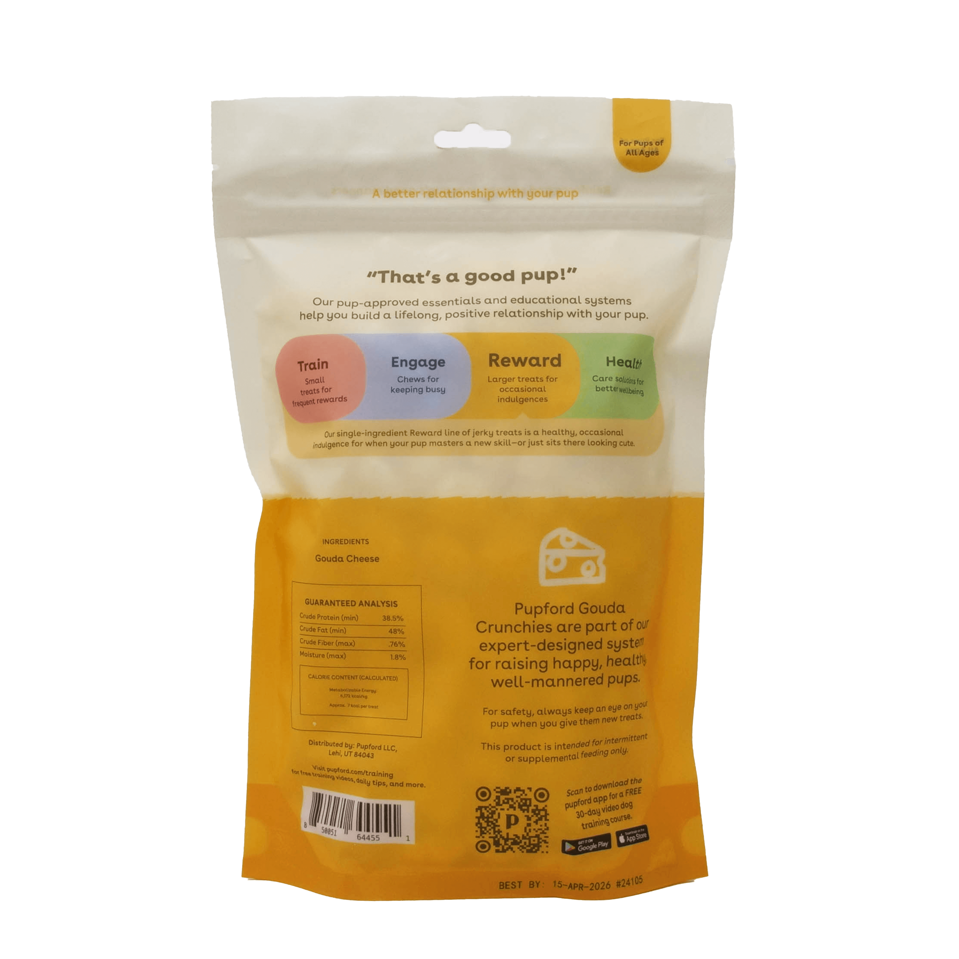 Pupford - Vente Friandises – chien - Crunchies au gouda 7,5 oz1