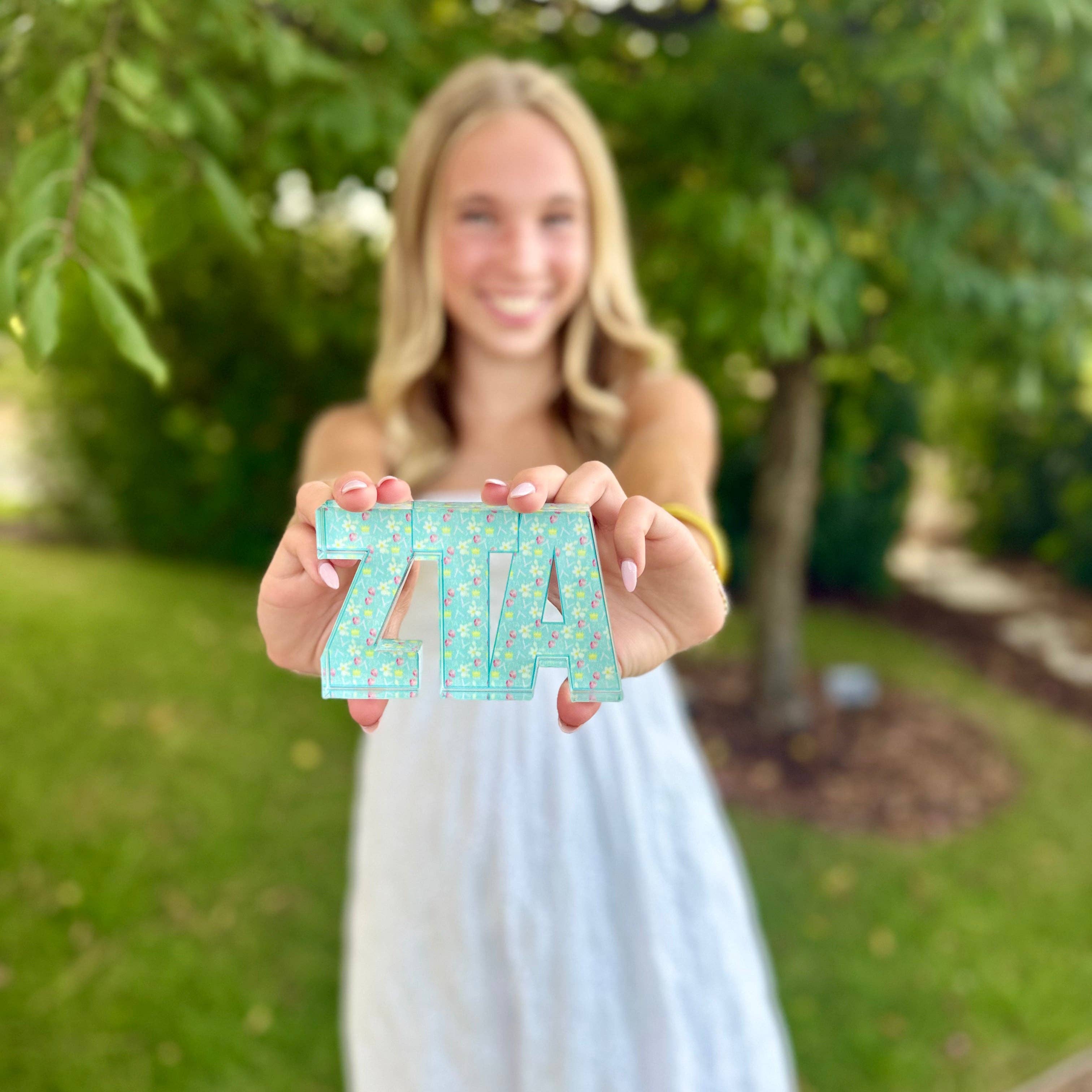 Front Porch Elegance - Wholesale Decorative Tabletop Object - Zeta Tau Alpha Acrylic Shelf Decor