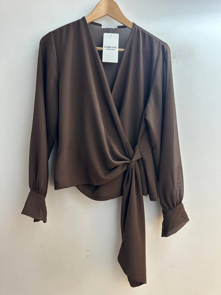 LORIANE – Blusa - Mulher por atacado – 22015U Blusa de gravata tamanho único 20