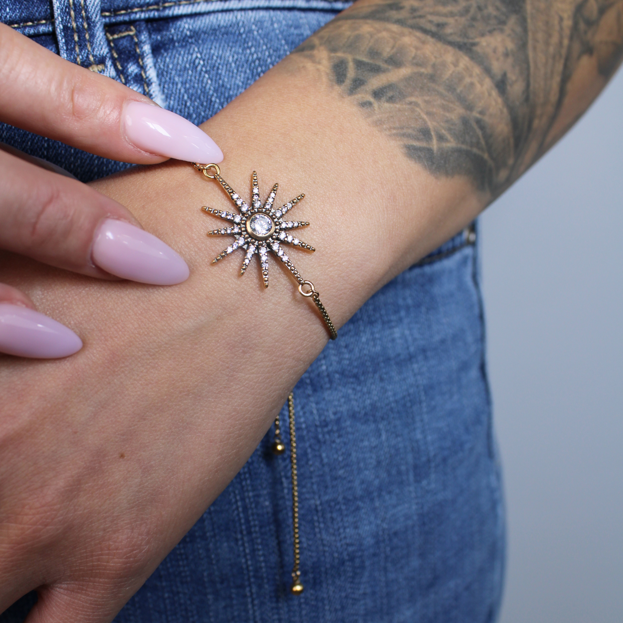 Katia Designs – Engroshandel Armbånd med vedhæng – Breathe Crystal Starburst justerbar kædearmbånd8