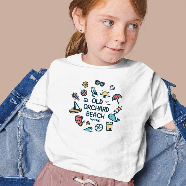 RetroPlanet - Wholesale T-Shirt - Kids - Maine Beach Doodles Icons Name Drop T-Shirt Toddler 2T-5/64