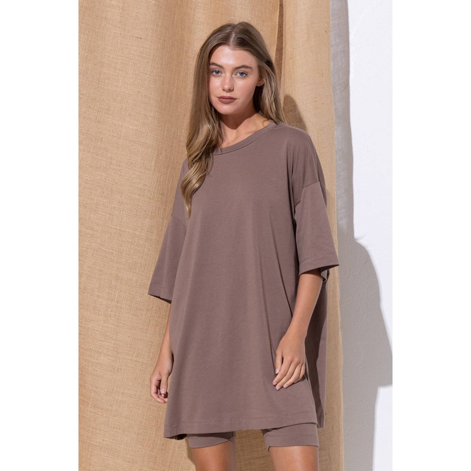 Sweet Generis - Wholesale Lounge Set - Women's - KNIT OVERSIZE TEE SHIRT AN SHORTS CASUAL BIKER SET19