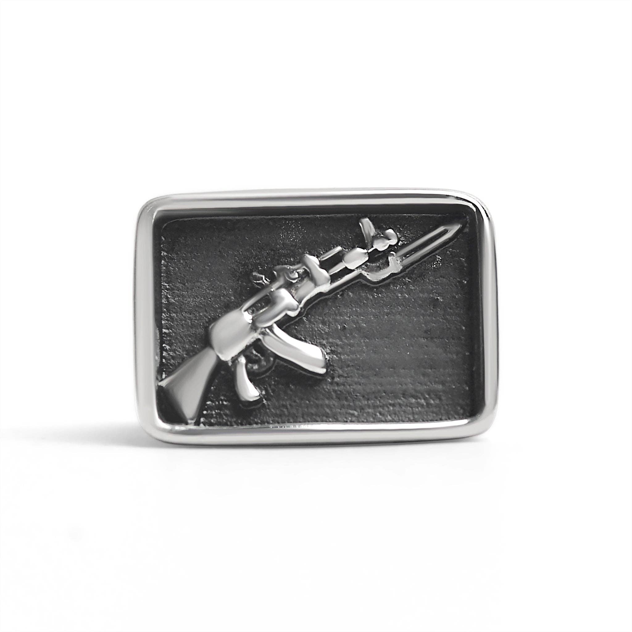 WJW - Wholesale Signet Ring - Stainless Steel AK-47 Gun Signet Ring6
