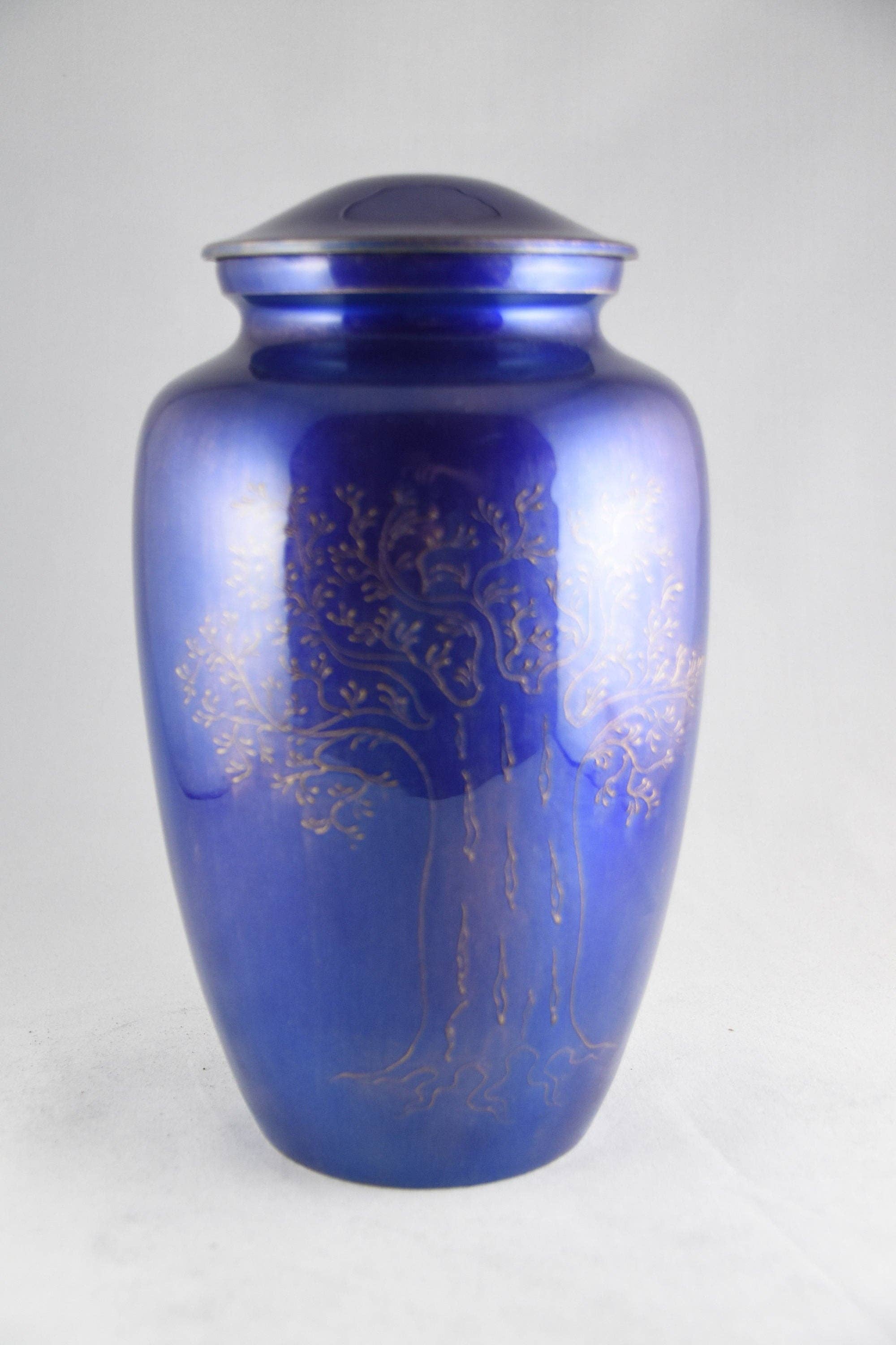 Plutus imports - Wholesale Urn - Large Hand Embossed Tree of Life Brown/Blue/Green Urn0