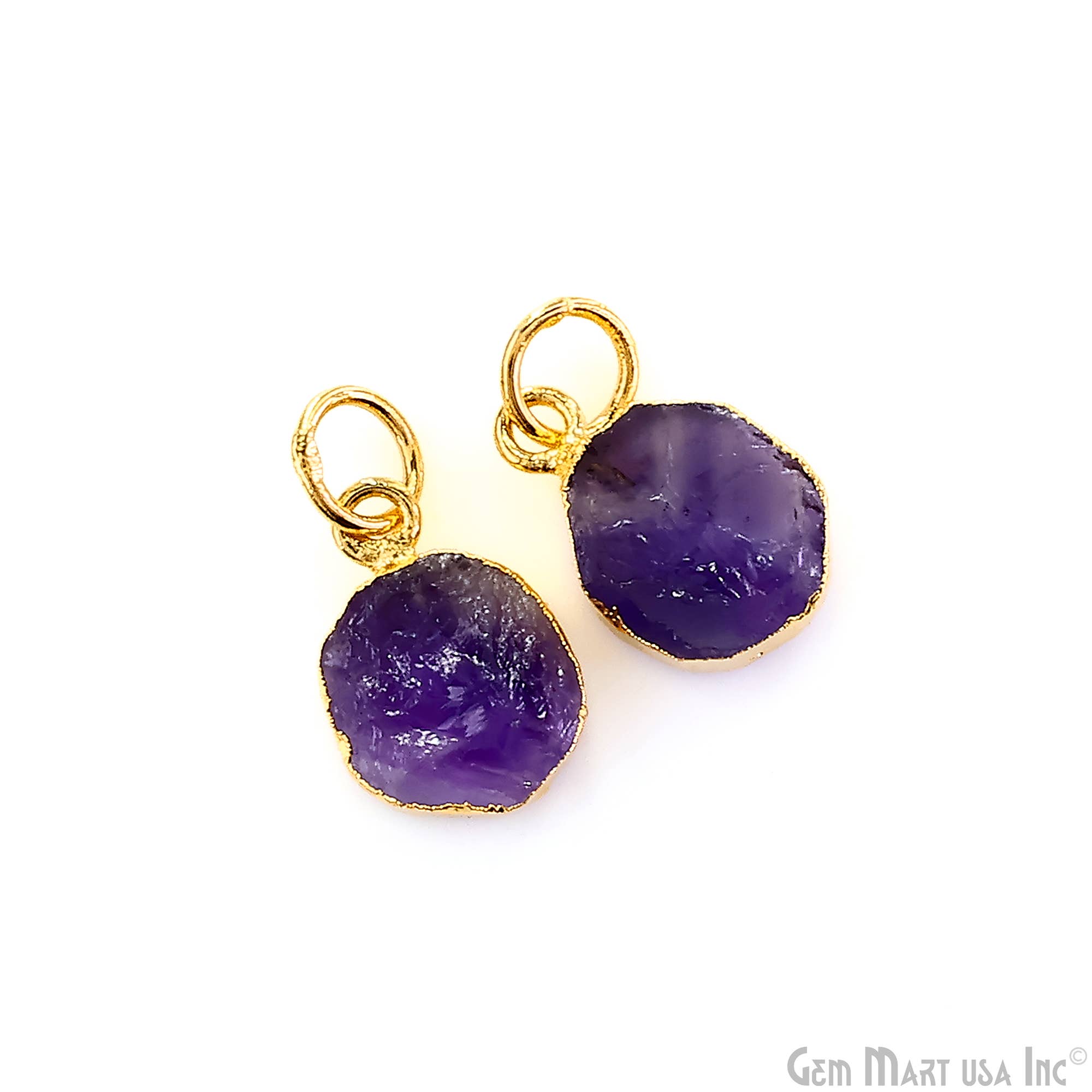 GemMartUSA - Wholesale Pendant/Charm Necklace - Rough Gemstone 16x10mm Gold Electroplated Single Bail Charm44