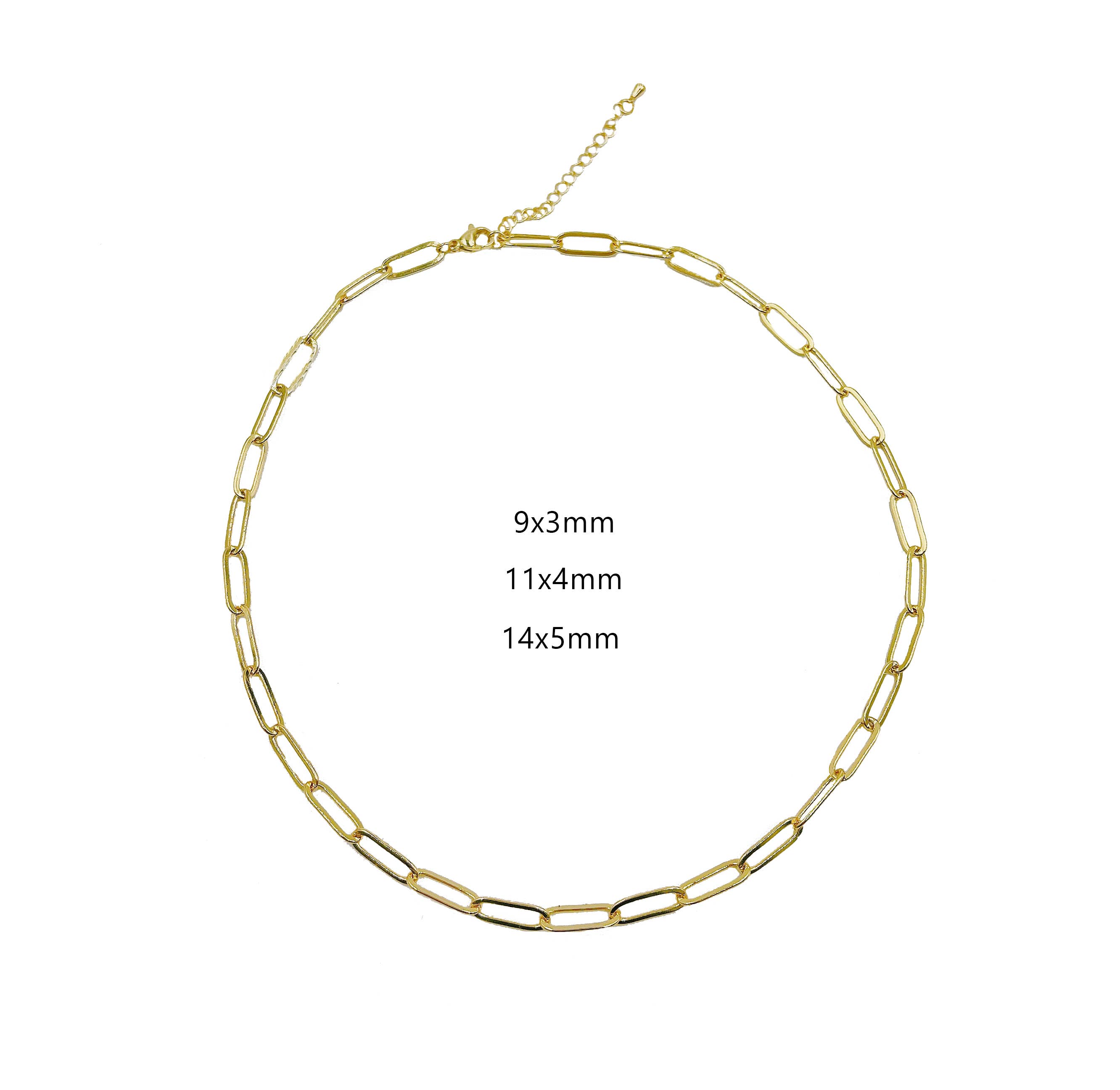 Beads Creation - Wholesale Link & Chain Necklace - Paper Clip Link Chain, Gold Filled Paperclip Necklace CH2554