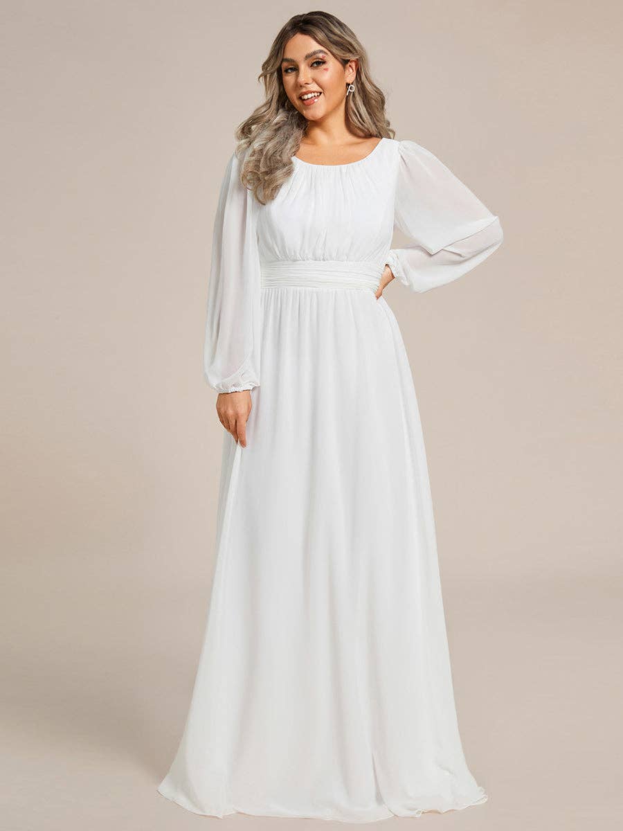 Ever-Pretty - Wholesale Gown - Women's - Plus Size Long Lantern Sleeves Round Neck Bridesmaid Dress31
