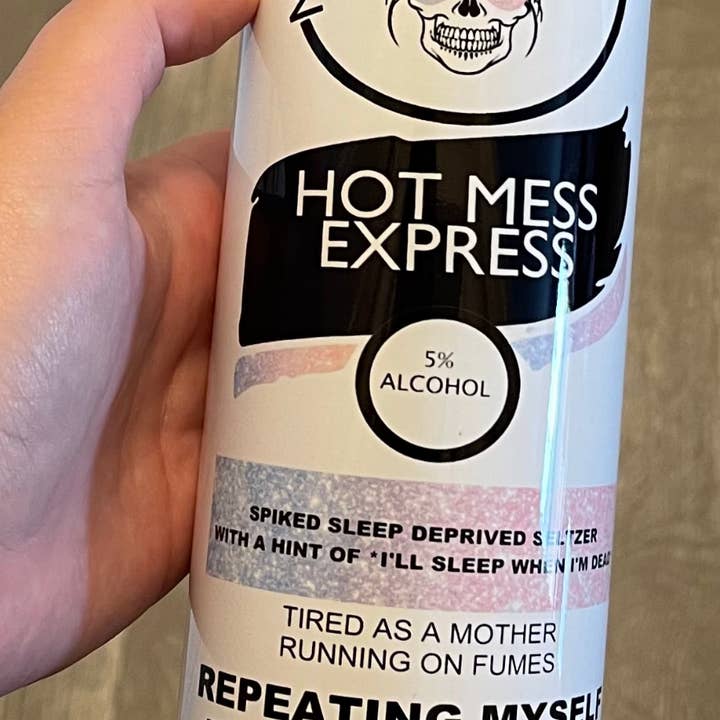 Hot Mess Express Glitter Tumbler for wholesale by Desert Moons