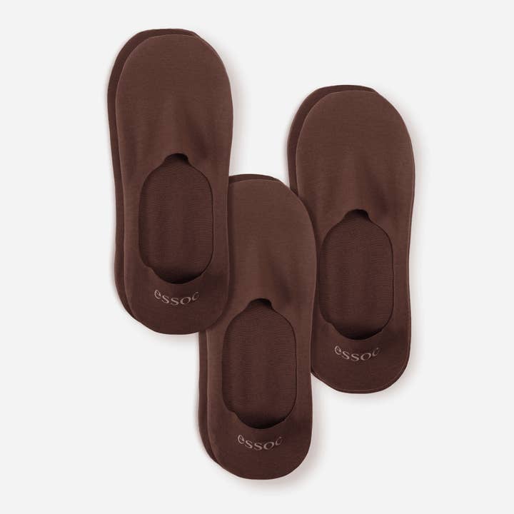 Unisex Cotton No Show Socks 3-Pack | Espresso Brown for wholesale by essoc