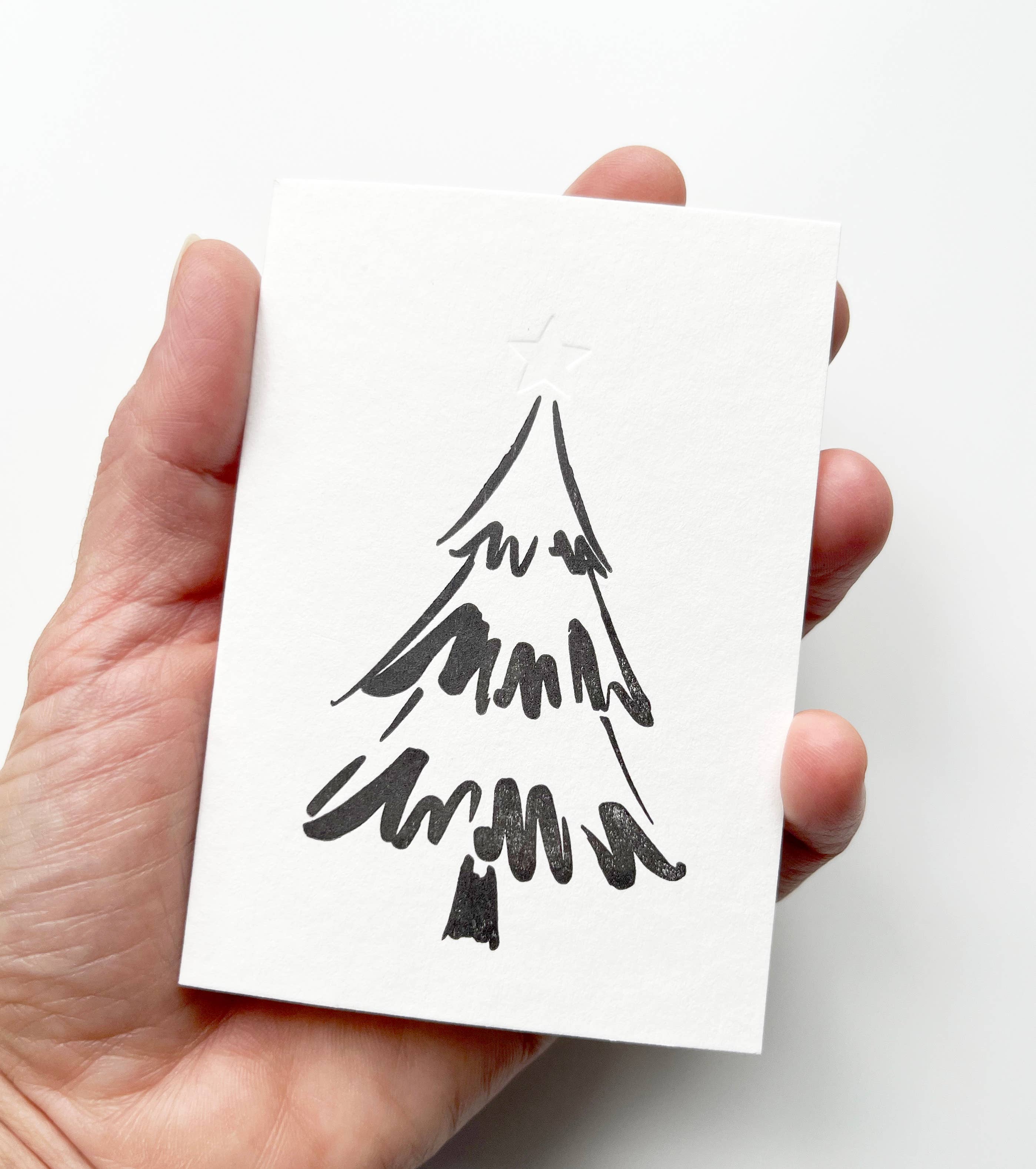 Alex & Olive - Wholesale Christmas Card - Christmas Tree Handcrafted Mini Card - Letterpress Printed1