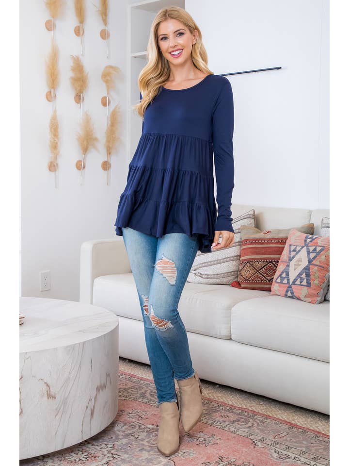 You & Me - Vendita all'ingrosso Tunica - Donna - YMT20005V-SOLID TOP A MANICHE LUNGHE A STRATI54