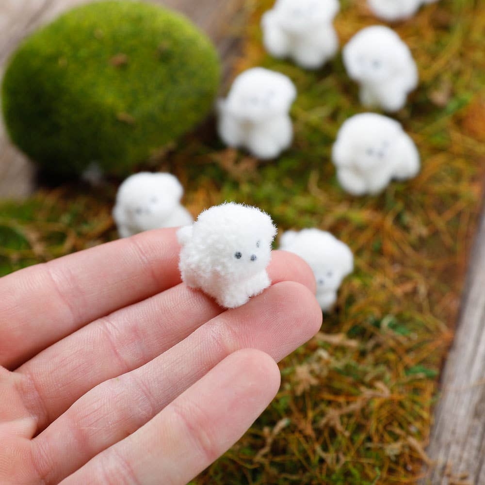 Factory Direct Craft - Wholesale Decorative Tabletop Object -  Flocked White Mini Baby Puppy Dogs (Bag of 12)3