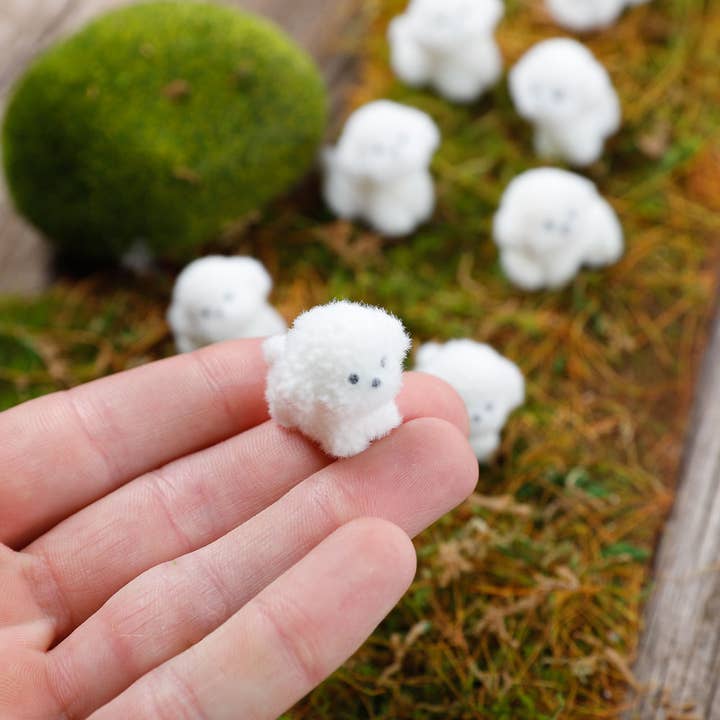 Factory Direct Craft - Wholesale Decorative Tabletop Object - Flocked White Mini Baby Puppy Dogs (Bag of 12)3