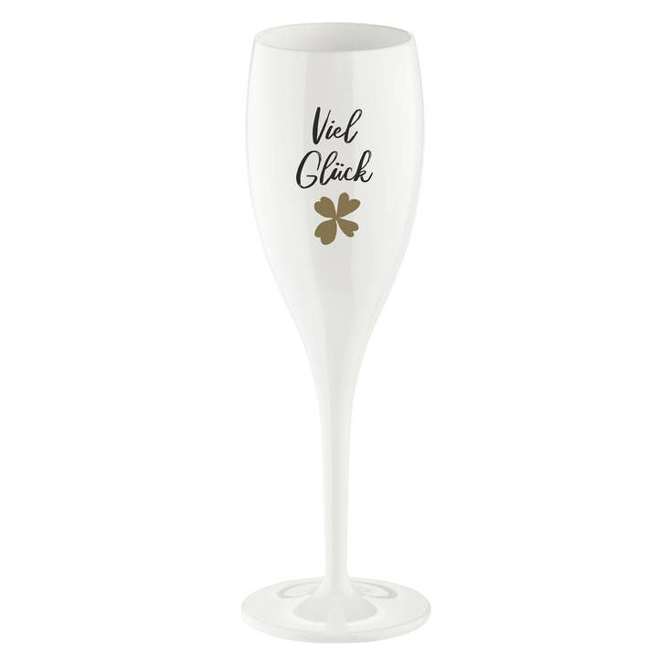 Cotton white Champagne Glass CHEERS No. 1 GOOD LUCK for wholesale on Faire0