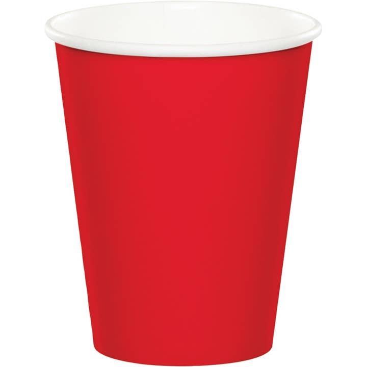 KT Supply - Wholesale Disposable cup - 9 oz Hot/Cold Paper Cups Classic Red, Case of 240
