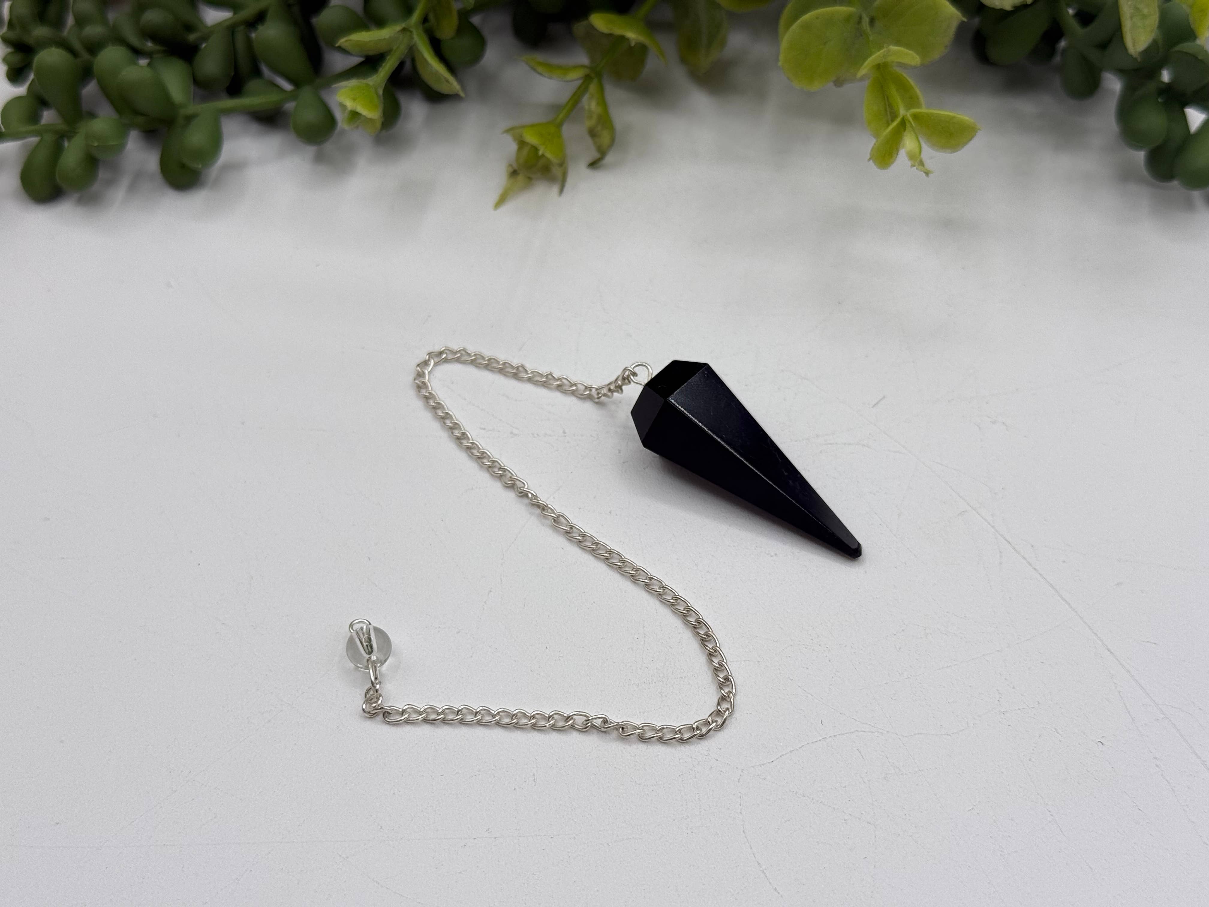 Meraki Gemstones - Wholesale Pendulum Board -  Black Obsidian Pendulum w/Silver Plated Chain 0