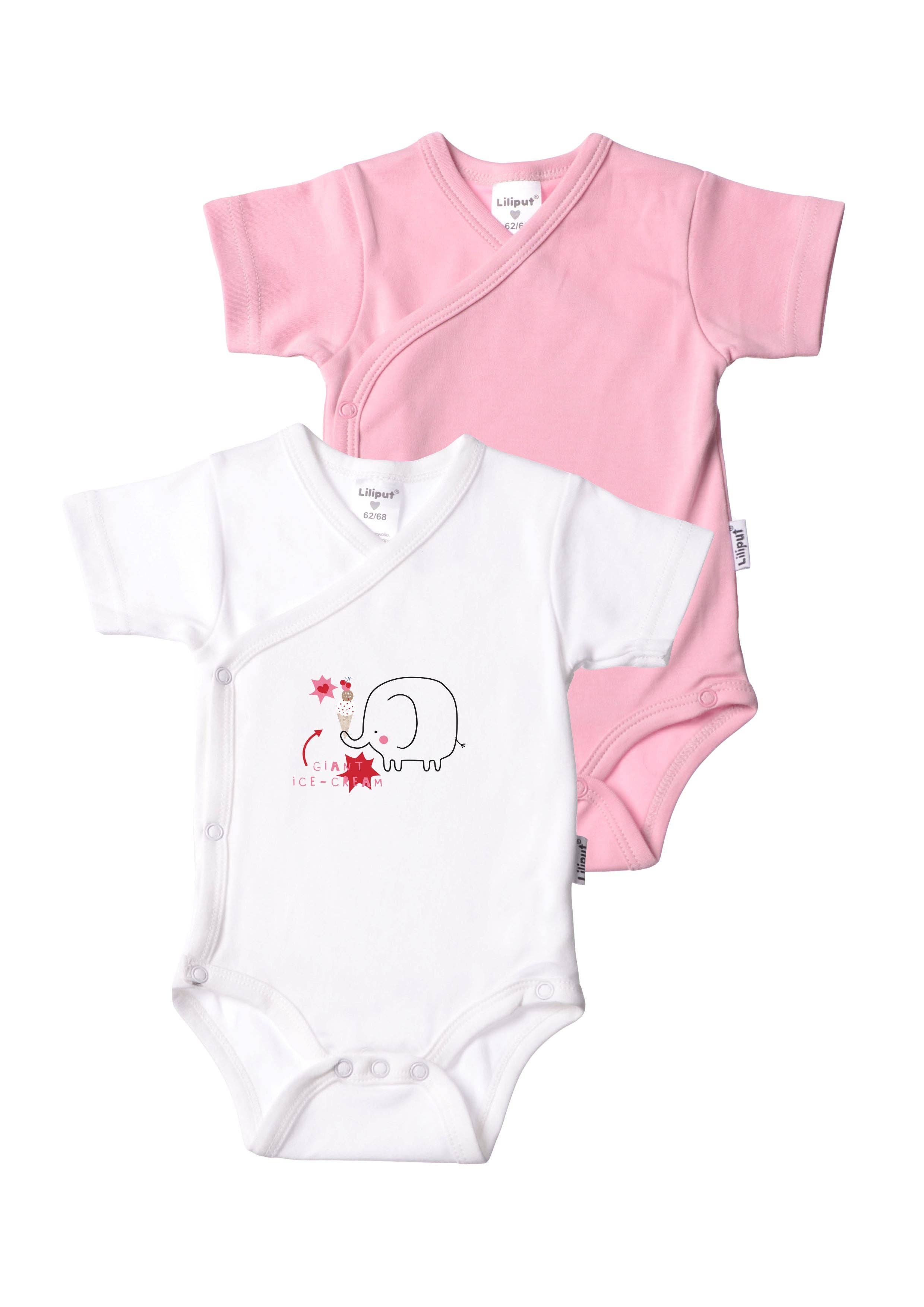 Liliput - Wholesale  - 2-pack short-sleeve wrap bodysuits made of organic cotton with elephant and ice cream3