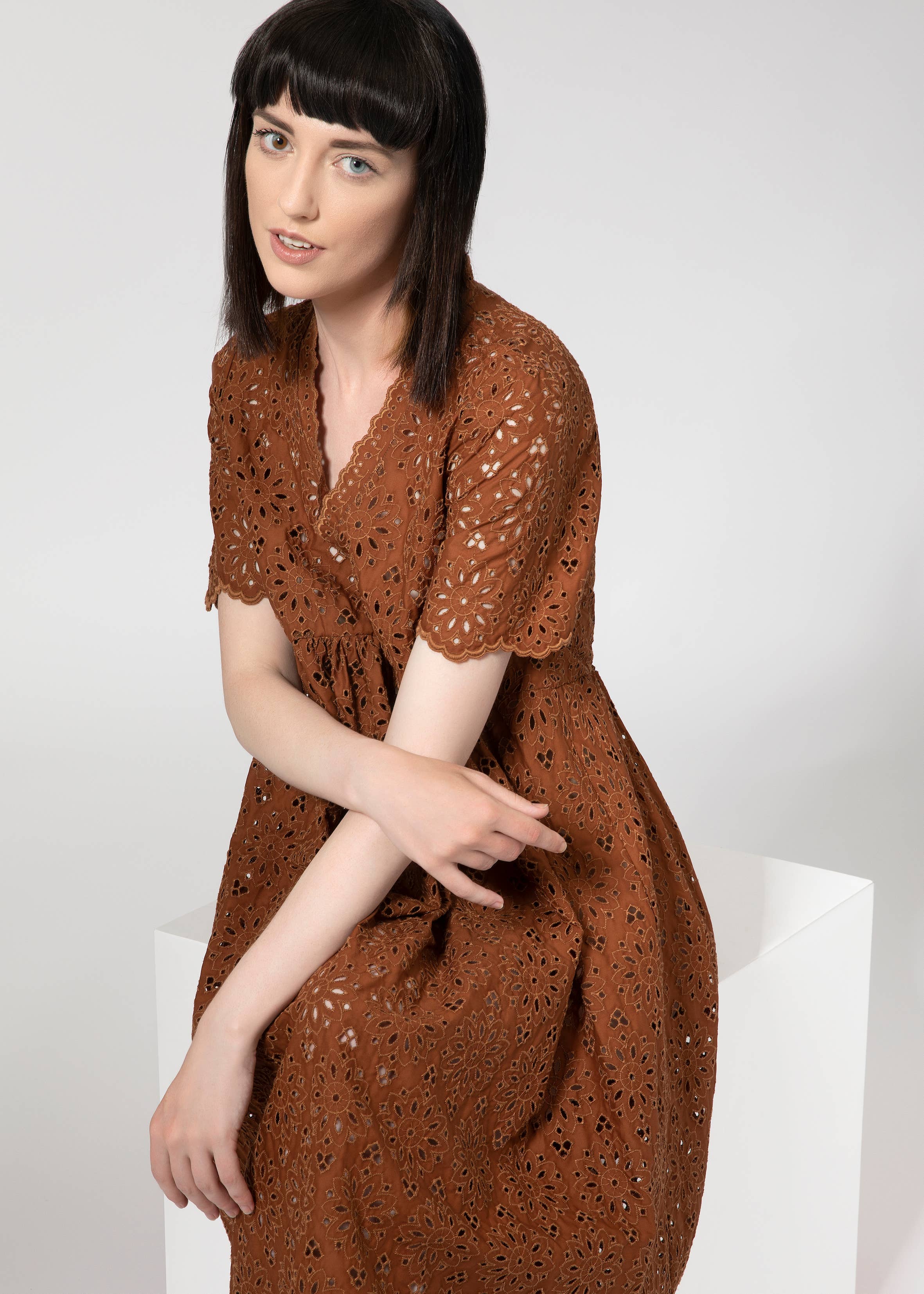 Caterina D - Wholesale Dress - Women's - Allover V-Neck Dress2