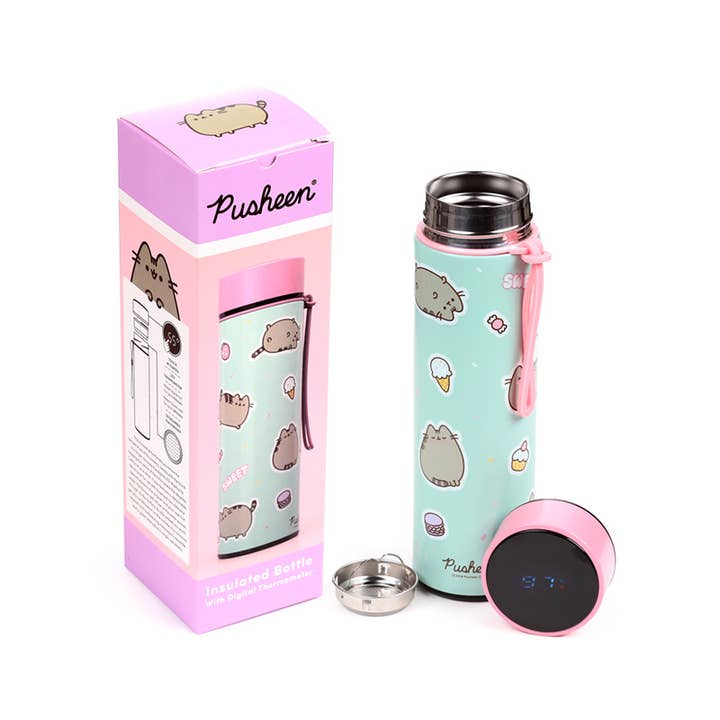 Pusheen the Cat Sweets Hot & Cold Digital Thermometer Bottle for wholesale by Puckator EU