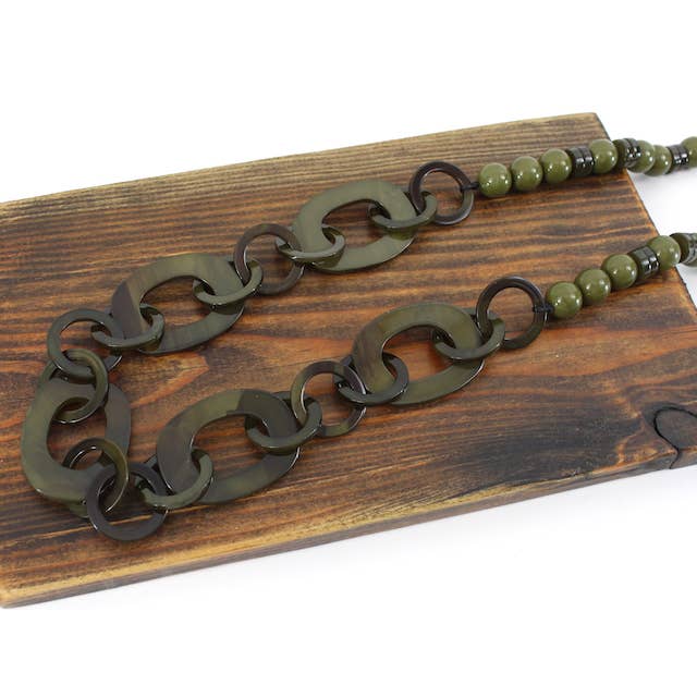 N24179 Collar llamativo con cuentas de eslabones en cadena de poliresina para venta al por mayor de Pretty Persuasions