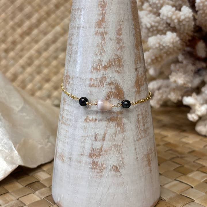 Cone Shell & Double Pearl Bracelet for wholesale by Driftwood Dreams Hawai'i