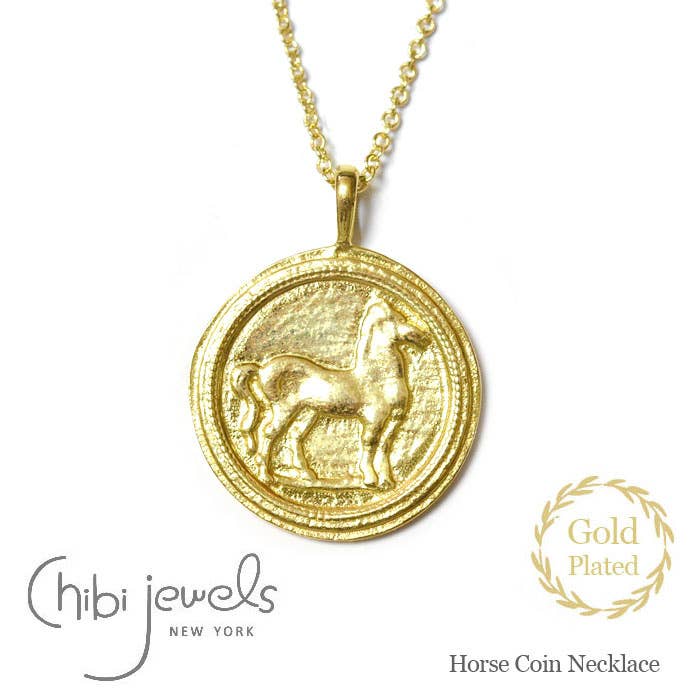 Horse Coin Necklace (Gold plated) for wholesale by Chibi Jewels