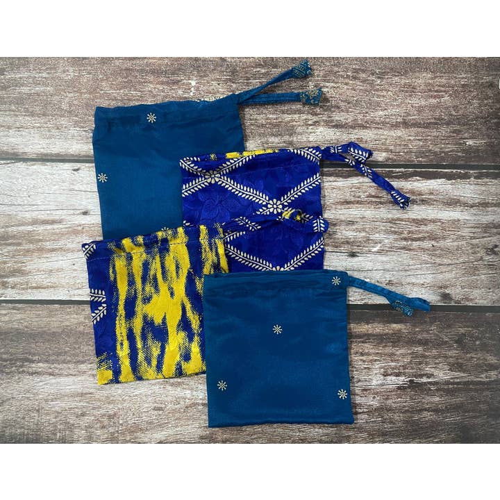 House of Kraft Jewelry & Accessories - Wholesale Gift Bag Set/Pack - Gift Pouches | Upcycled Silk Pouch | Pack Silk Gift Pouch35