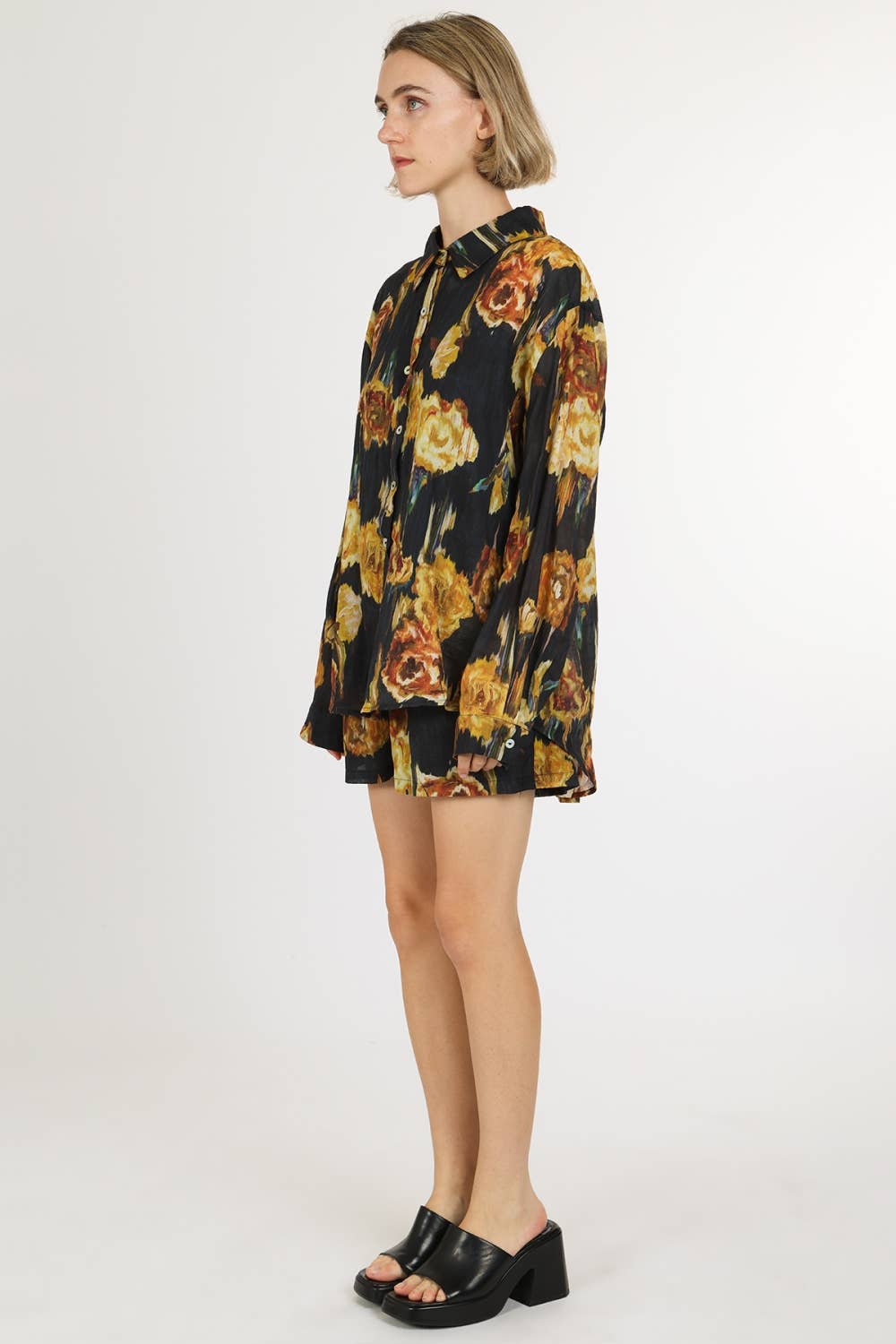 NAVY Abstract Floral Print Linen Shirt & Shorts Set PM6050 for wholesale on Faire2