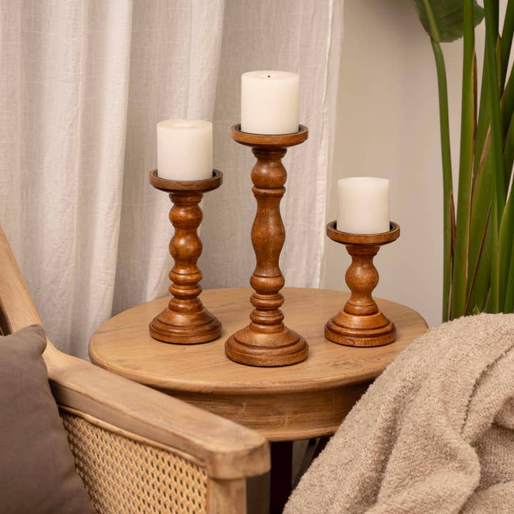 LuxeDesigns Co LLC - Wholesale Candle Holder - Wooden Candle Holders for Tall Pillar Candles Set of 37