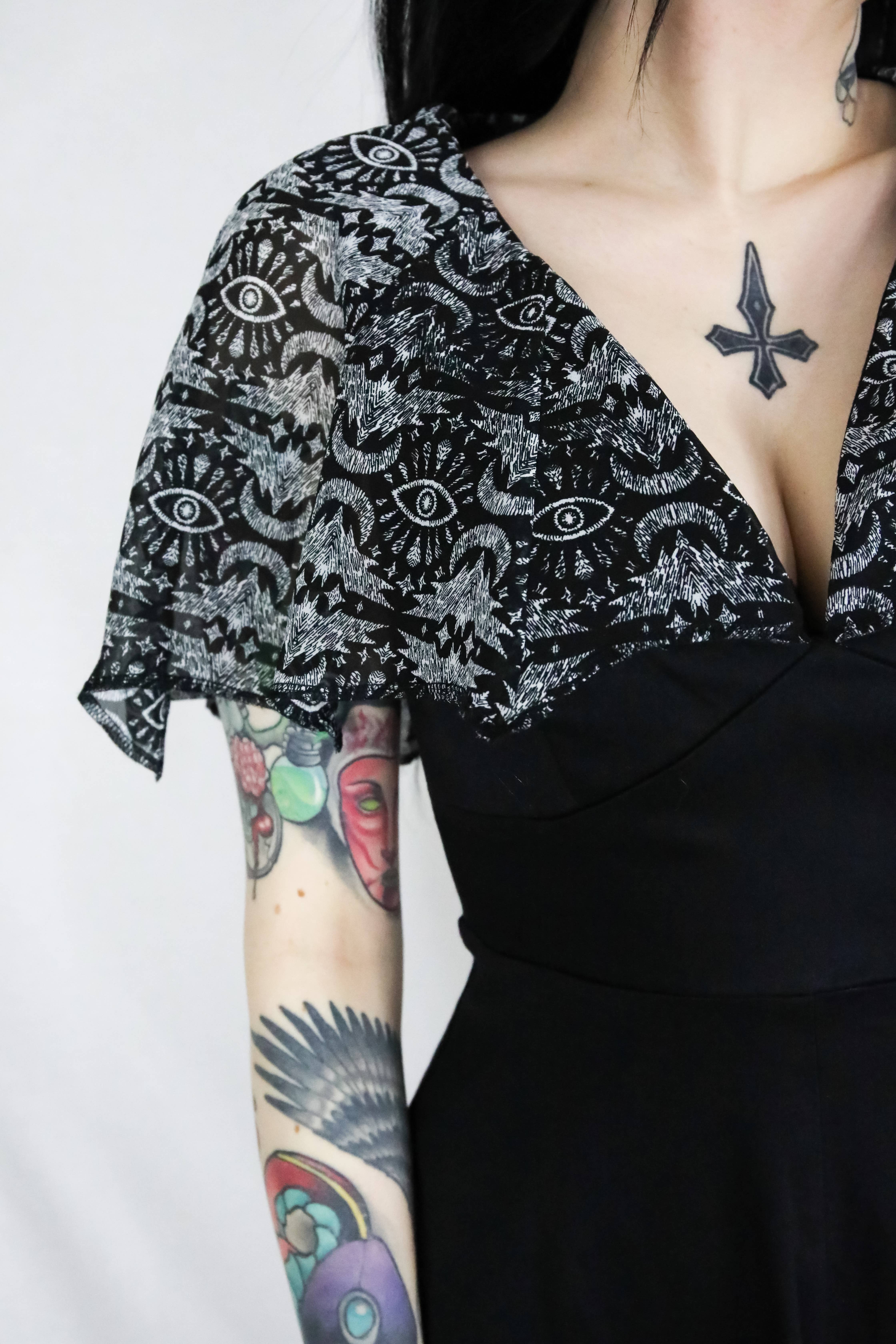 Timeless London - Wholesale Dress - Women's - Alternative V-Neck Midi Batwing Cape Dress2