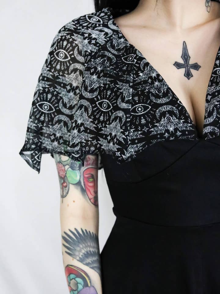 Timeless London - Wholesale Dress - Women's - Alternative V-Neck Midi Batwing Cape Dress2