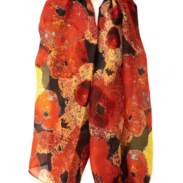 Zijden sjaal met abstracte bloemen voor wholesale door KLK