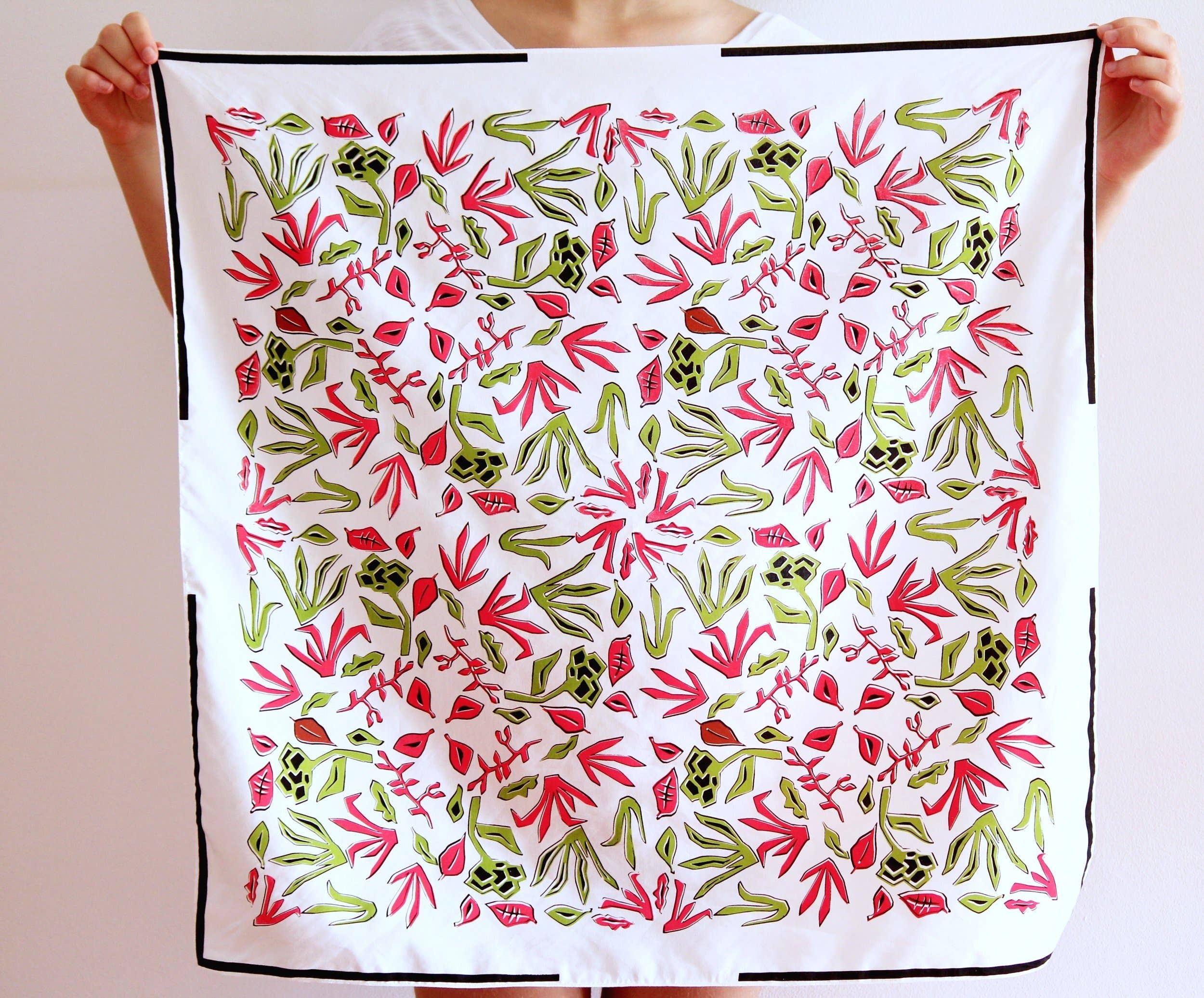 Matilde Beldroega - Wholesale Zakdoek - Uniseks - Sjaal van een mix van zijde en katoen - Bloemen 1