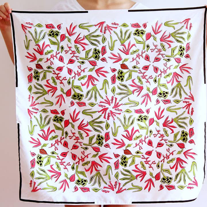 Matilde Beldroega - Wholesale Zakdoek - Uniseks - Sjaal van een mix van zijde en katoen - Bloemen 1