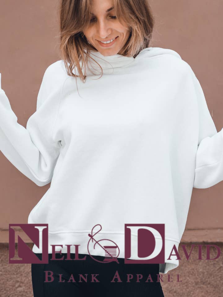White Fleece Lined Pullover Hoodie Sweatshirt Unisex - Open Sizing for wholesale on Faire