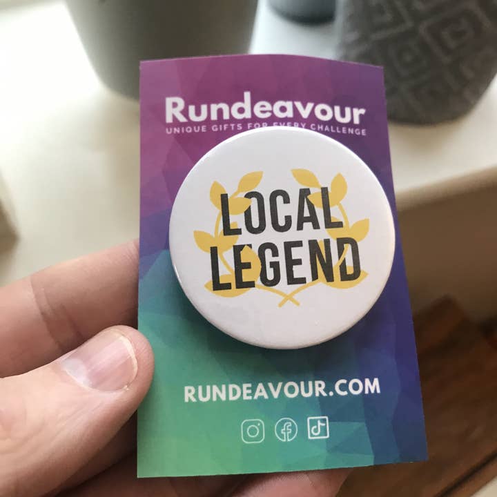 Rundeavour – wholesale Lapel pin/button – Badges for Strava Lovers | Local Legend | Great for Race Bibs