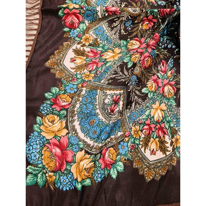 JC Sunny Fashion - Wholesale Scarf - Women's - JC023321 Western Vibe Long Fringe Floral Square Scarf/Shawl6