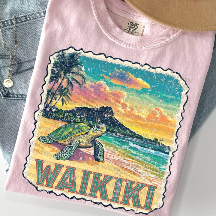 Flawless Transfers - Wholesale Sublimation Transfer - Waikiki Vintage Stamp DTF Transfer